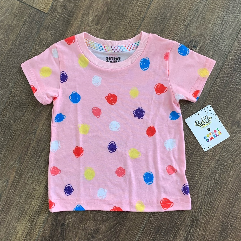 NWT Dot Dot Smile  Artist Collaboration T-Shirt with Artist, Pink, Size 2T